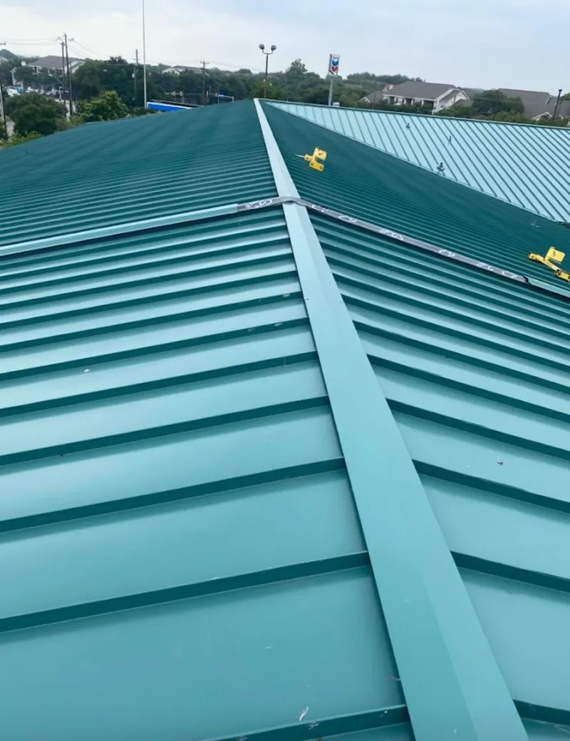Green commercial metal roof ridge and valley for Metal Roof Repair in Americus